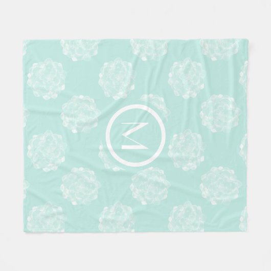 Monogrammm | Glück der Pflanze | Pastel Succulent Fleecedecke (Vorderseite (Horizontal))