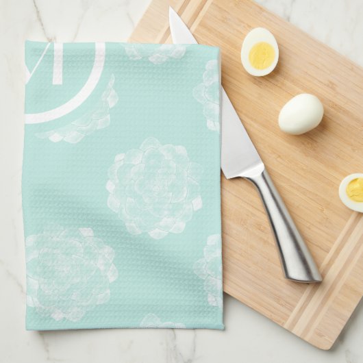 Monogrammm | Glück der Pflanze | Pastel Succulent Geschirrtuch (Viertel Falte)