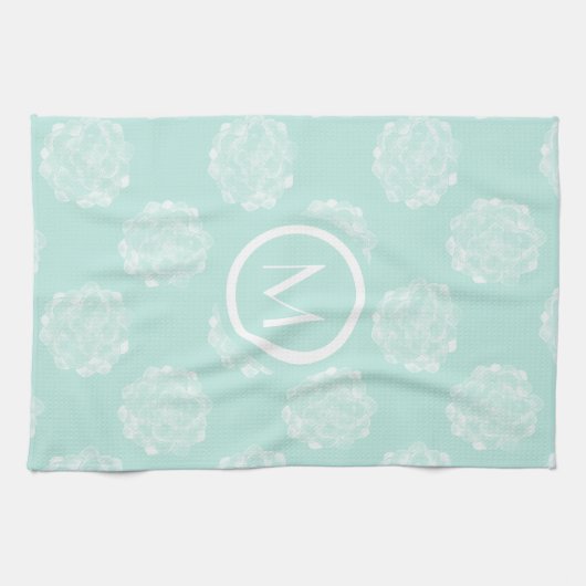 Monogrammm | Glück der Pflanze | Pastel Succulent Geschirrtuch (Horizontal)