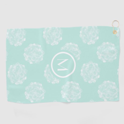 Monogrammm | Glück der Pflanze | Pastel Succulent Golfhandtuch (Horizontal)