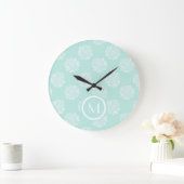Monogrammm | Glück der Pflanze | Pastel Succulent Große Wanduhr (Zuhause)
