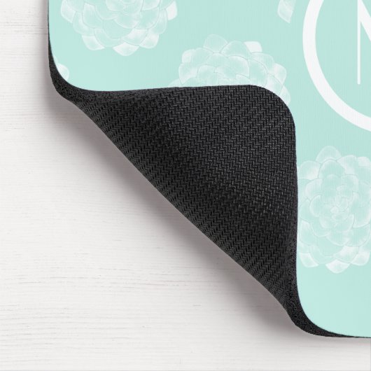 Monogrammm | Glück der Pflanze | Pastel Succulent Mousepad (Ecke)
