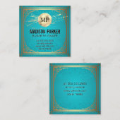 Monogrammm | Gold Decorative Grenze Quadratische Visitenkarte (Vorne/Hinten)