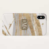 Monogrammm | Gold & Grau Case-Mate iPhone Hülle (Rückseite (Horizontal))