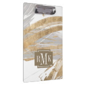 Monogrammm | Gold & Grau Klemmbrett (Rechts)
