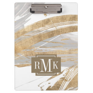 Monogrammm  Gold und Grau Klemmbrett