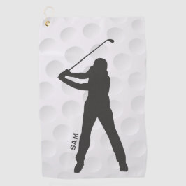 Monogrammm. Golfer Silhouette auf Golf Ball Textur Golfhandtuch