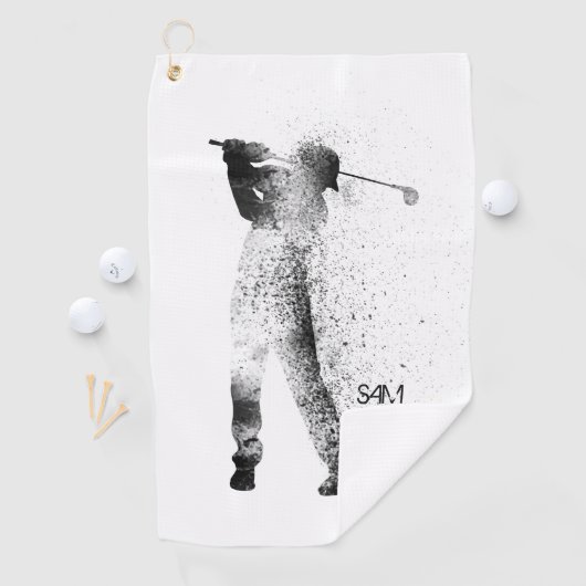 Monogrammm. Golfer Silhouette Swing. Golfhandtuch (Insitu)