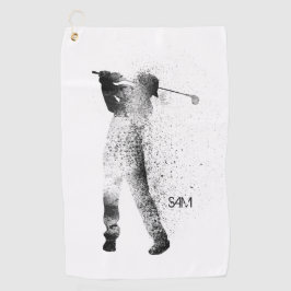 Monogrammm. Golfer Silhouette Swing. Golfhandtuch