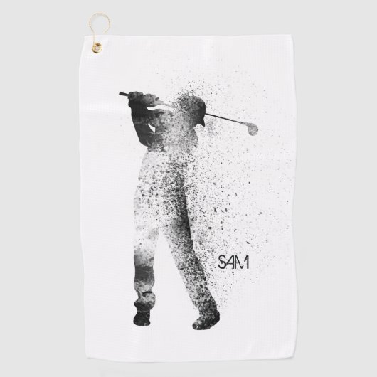 Monogrammm. Golfer Silhouette Swing. Golfhandtuch (Vorderseite)