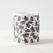 Monogrammm| Helles Hibiskus Muster Jumbo-Tasse (Vorderseite)