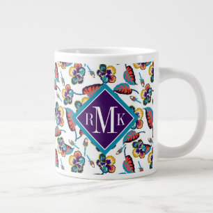 Monogrammm Helles Hibiskus Muster Jumbo-Tasse