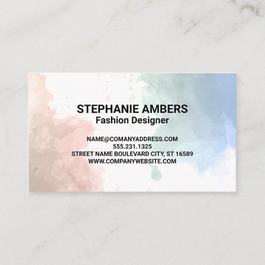 Monogrammm | Hintergrund Wasserfarbe Visitenkarte (Rückseite)