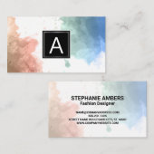 Monogrammm | Hintergrund Wasserfarbe Visitenkarte (Vorne/Hinten)