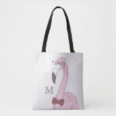 Monogrammm. Hipster Flamingo mit Extravaganter Bow Tasche (Vorderseite)