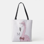 Monogrammm. Hipster Flamingo mit Extravaganter Bow Tasche (Rückseite)