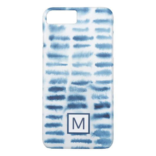 Monogrammm | Indigio Wasserfarbe Print Case-Mate iPhone Hülle (Rückseite)