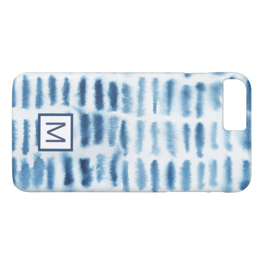 Monogrammm | Indigio Wasserfarbe Print Case-Mate iPhone Hülle (Rückseite (Horizontal))