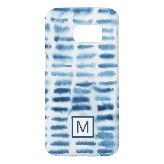 Monogrammm | Indigio Wasserfarbe Print Case-Mate Samsung Galaxy Hülle (Rückseite)