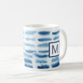 Monogrammm | Indigio Wasserfarbe Print Kaffeetasse (VorderseiteRechts)