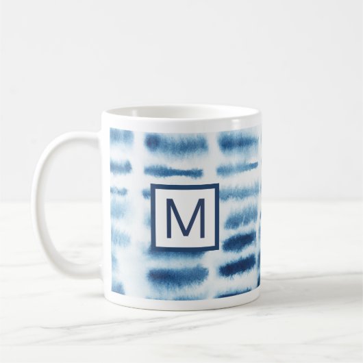 Monogrammm | Indigio Wasserfarbe Print Kaffeetasse (Links)