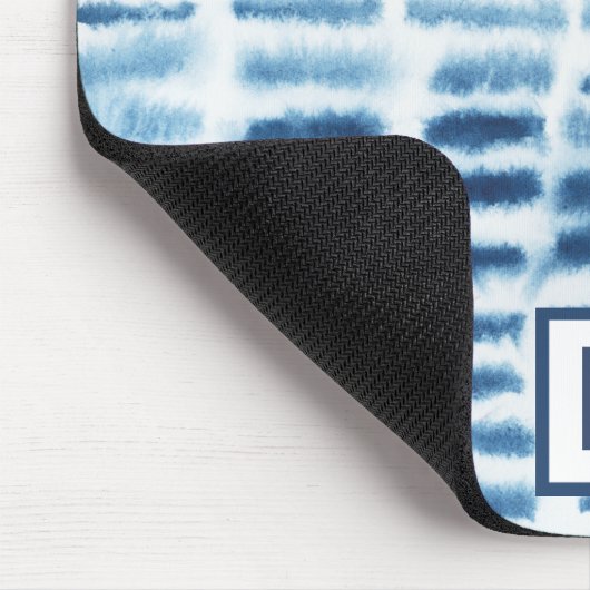 Monogrammm | Indigio Wasserfarbe Print Mousepad (Ecke)