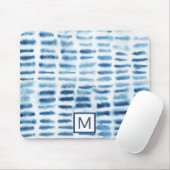Monogrammm | Indigio Wasserfarbe Print Mousepad (Mit Mouse)
