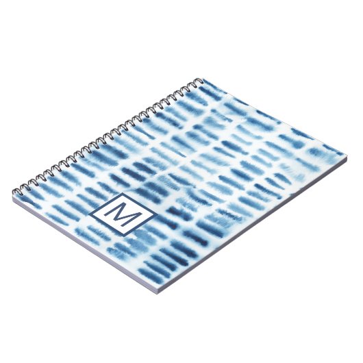 Monogrammm | Indigio Wasserfarbe Print Notizblock (Linke Seite)
