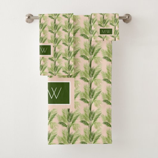 Monogrammm | Innenoase | Baumstruktur Muster Badhandtuch Set (Insitu)