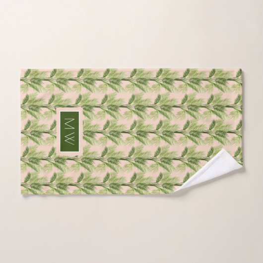 Monogrammm | Innenoase | Baumstruktur Muster Badhandtuch Set (Handtuch)