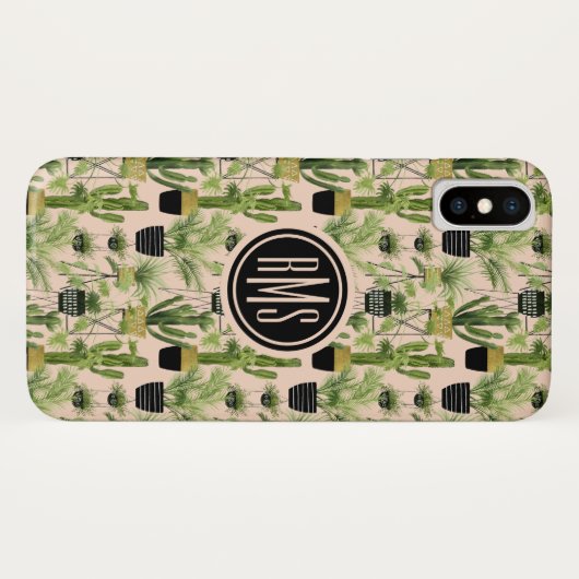 Monogrammm | Innenoase | Pflanze Lineup Muster Case-Mate iPhone Hülle (Rückseite (Horizontal))