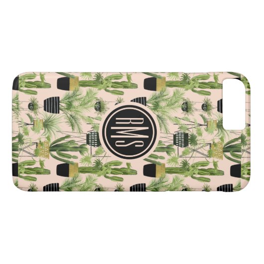 Monogrammm | Innenoase | Pflanze Lineup Muster Case-Mate iPhone Hülle (Rückseite (Horizontal))