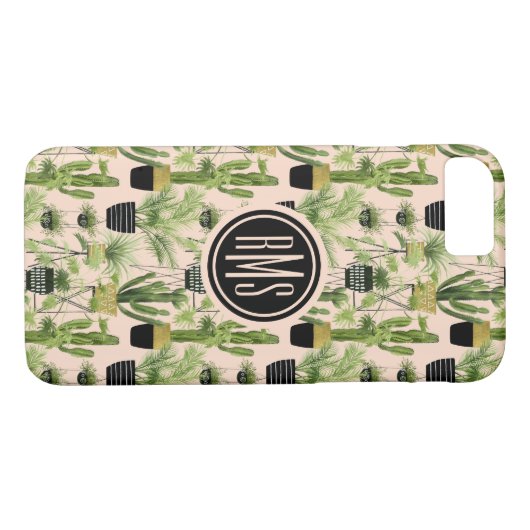 Monogrammm | Innenoase | Pflanze Lineup Muster Case-Mate iPhone Hülle (Rückseite (Horizontal))