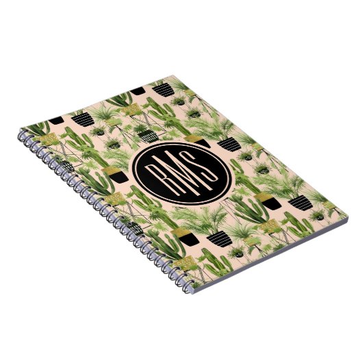 Monogrammm | Innenoase | Pflanze Lineup Muster Notizblock (Rechte Seite)