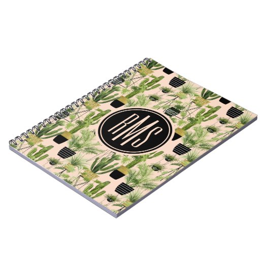 Monogrammm | Innenoase | Pflanze Lineup Muster Notizblock (Linke Seite)