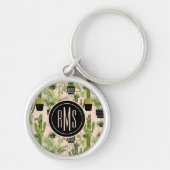 Monogrammm | Innenoase | Pflanze Lineup Muster Schlüsselanhänger (Vorne)