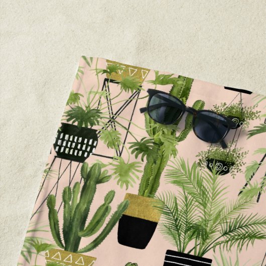 Monogrammm | Innenoase | Pflanze Lineup Muster Strandtuch (Beispiel)