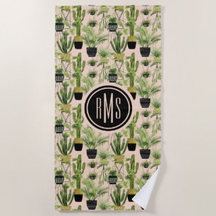 Monogrammm Innenoase Pflanze Lineup Muster Strandtuch