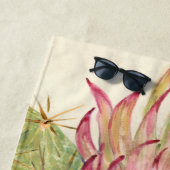Monogrammm| Kakteen, rosa Blüten Strandtuch (Beispiel)