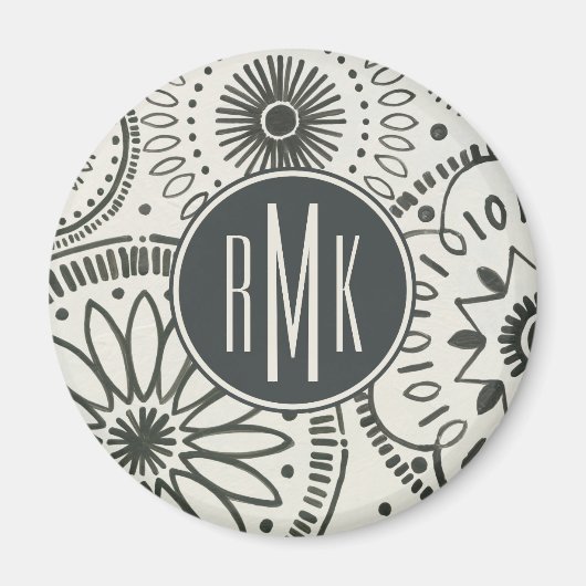 Monogrammm | Kami Abstraktes Muster Magnet (Vorne)