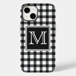 Monogrammm   Kariertes Schachbrett aus Schwarz und Case-Mate iPhone 14 Hülle