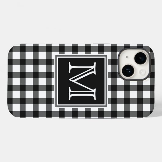 Monogrammm | Kariertes Schachbrett aus Schwarz und Case-Mate iPhone Hülle (Rückseite (Horizontal))