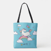 Monogrammm. Kawaii Niedlich Doodle Rainbow Unicorn Tasche (Rückseite)