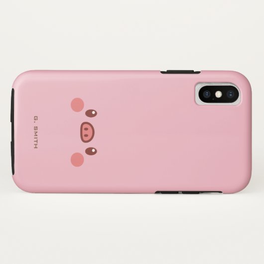Monogrammm. Kawaii Niedlich Emoji Piggy. Case-Mate iPhone Hülle (Rückseite (Horizontal))