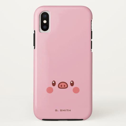 Monogrammm. Kawaii Niedlich Emoji Piggy. Case-Mate iPhone Hülle (Rückseite)