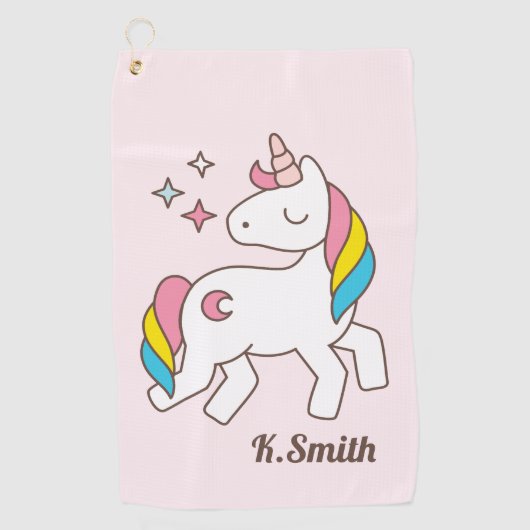 Monogrammm.Kawaii Niedlich Magical Unicorn. Golfhandtuch (Vorderseite)