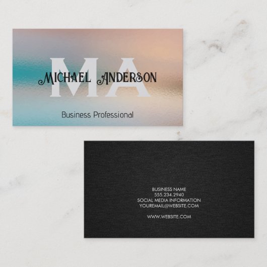 Monogrammm | Layierter Text Visitenkarte (Vorne/Hinten)