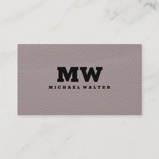 Monogrammm | Ledertextur Visitenkarte (Vorderseite)