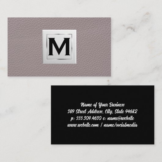 Monogrammm | Ledertextur Visitenkarte (Vorne/Hinten)