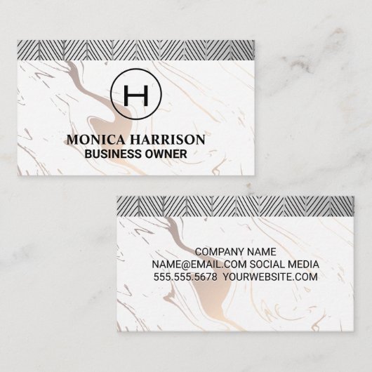 Monogrammm | Marmor Visitenkarte (Vorne/Hinten)
